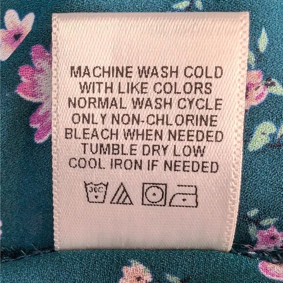 Molly & Isadora Kara Tie-Front Kimono Sleeve Tunic Top in Teal Floral Print 2X - Picture 10 of 10